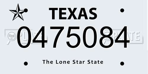 0475084 Texas License Plate