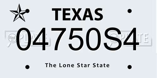 04750S4 Texas License Plate
