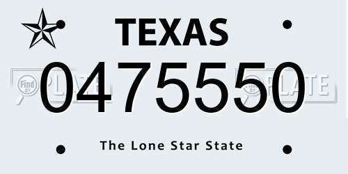 0475550 Texas License Plate
