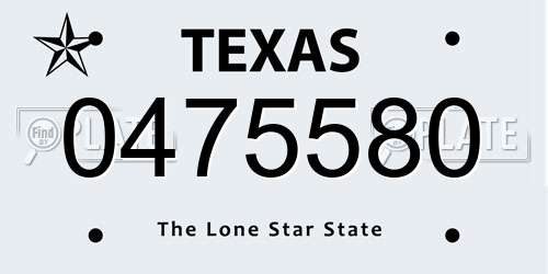 0475580 Texas License Plate