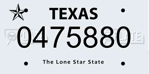0475880 Texas License Plate