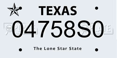04758S0 Texas License Plate