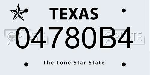 04780B4 Texas License Plate