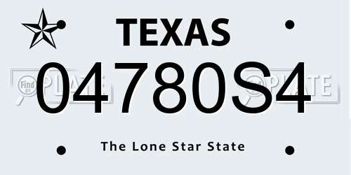 04780S4 Texas License Plate