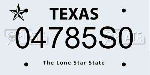 04785S0 Texas License Plate