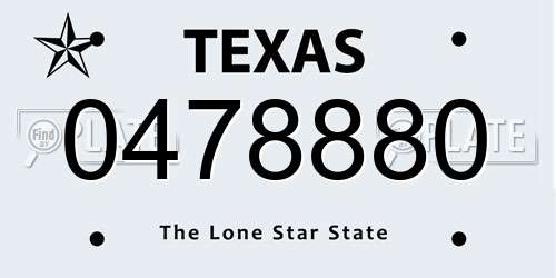 0478880 Texas License Plate
