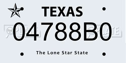 04788B0 Texas License Plate