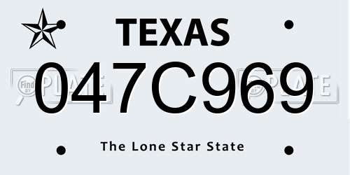 047C969 Texas License Plate