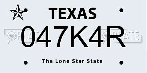 047K4R Texas License Plate