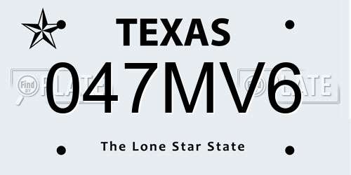 047MV6 Texas License Plate