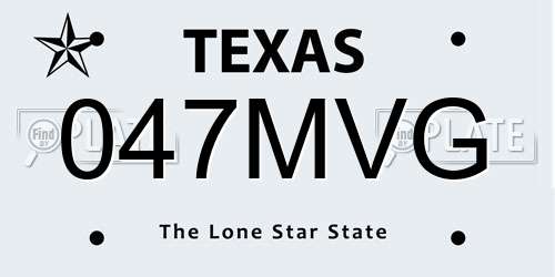 047MVG Texas License Plate