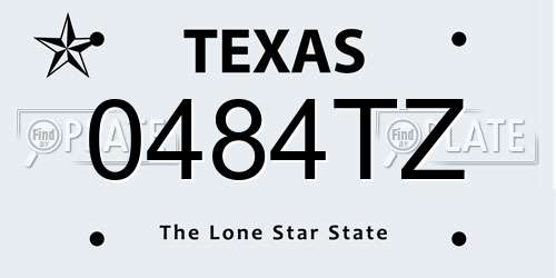 0484TZ Texas License Plate