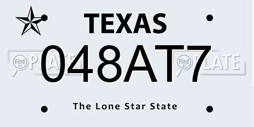 048AT7 Texas License Plate