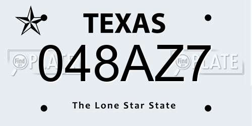 048AZ7 Texas License Plate