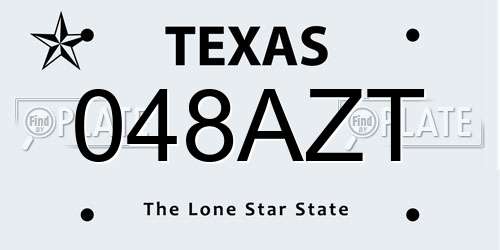 048AZT Texas License Plate