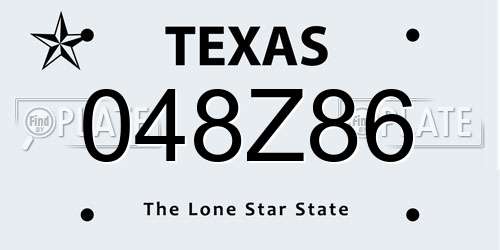 048Z86 Texas License Plate