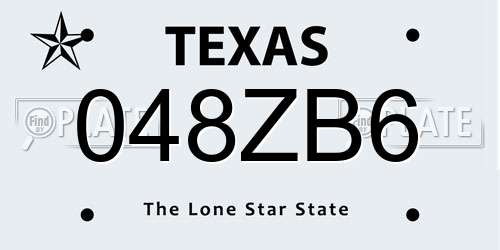 048ZB6 Texas License Plate