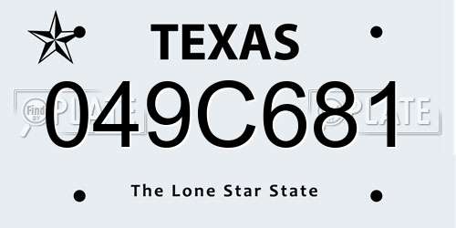 049C681 Texas License Plate