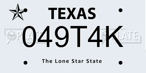 049T4K Texas License Plate