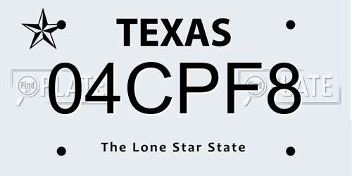 04CPF8 Texas License Plate