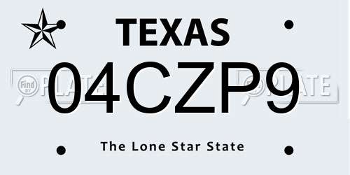 04CZP9 Texas License Plate