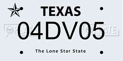 04DV05 Texas License Plate