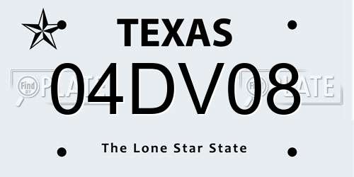 04DV08 Texas License Plate
