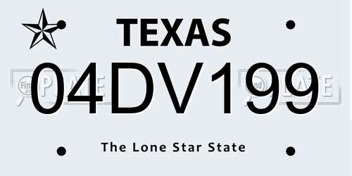 04DV199 Texas License Plate