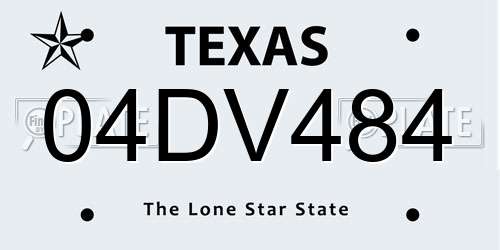 04DV484 Texas License Plate