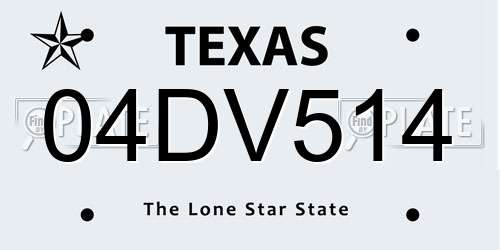 04DV514 Texas License Plate