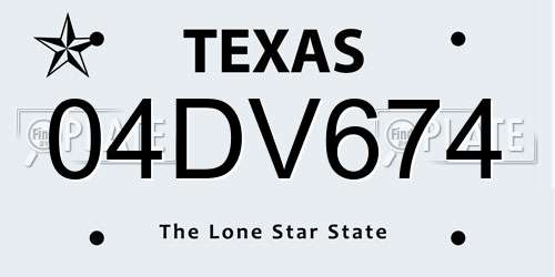 04DV674 Texas License Plate