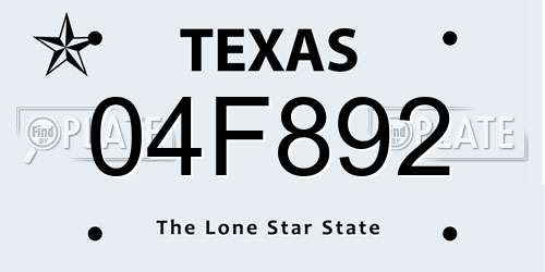 04F892 Texas License Plate