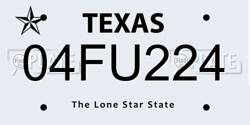04FU224 Texas License Plate