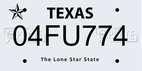 04FU774 Texas License Plate
