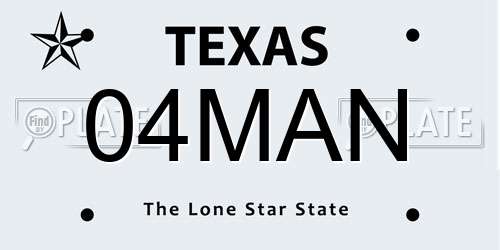 04MAN Texas License Plate
