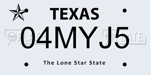 04MYJ5 Texas License Plate
