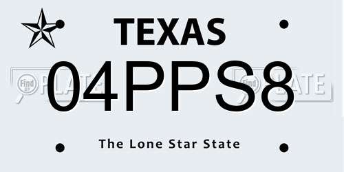 04PPS8 Texas License Plate