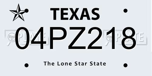 04PZ218 Texas License Plate
