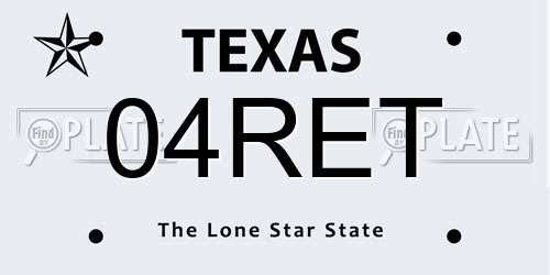 04RET Texas License Plate