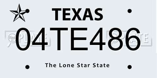 04TE486 Texas License Plate