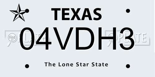 04VDH3 Texas License Plate