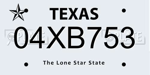 04XB753 Texas License Plate