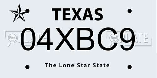 04XBC9 Texas License Plate