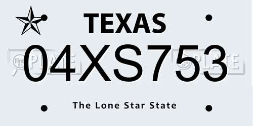 04XS753 Texas License Plate
