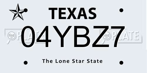 04YBZ7 Texas License Plate