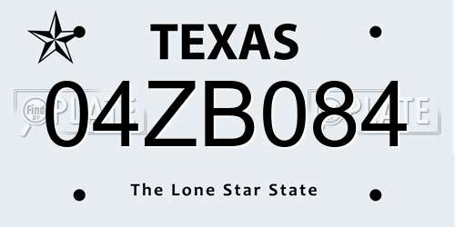04ZB084 Texas License Plate