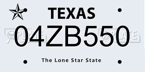 04ZB550 Texas License Plate