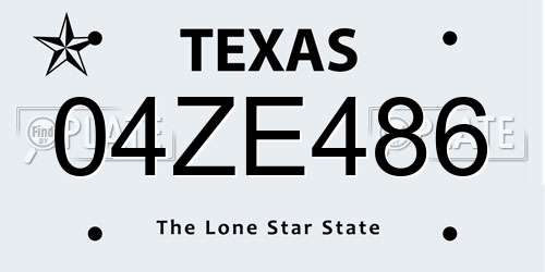 04ZE486 Texas License Plate