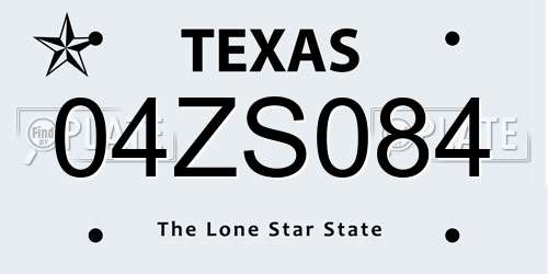 04ZS084 Texas License Plate