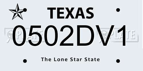 0502DV1 Texas License Plate